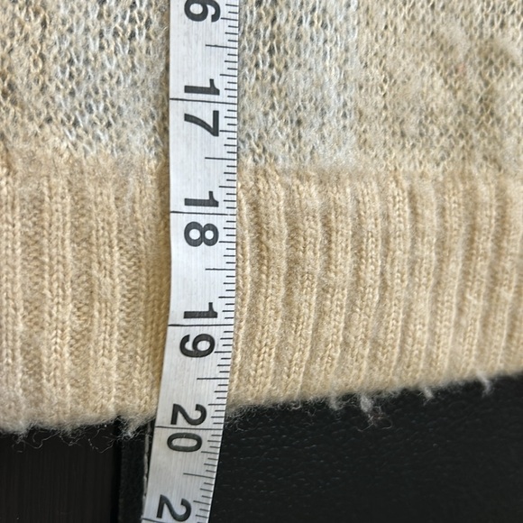Anthropologie Moth Sweater Tan Black Window Pane Plaid Crewneck Sz S - Picture 13 of 13